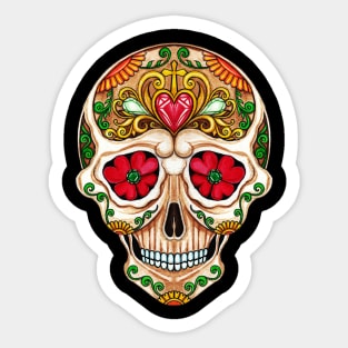 Sugar skull fancy vintage and gems day of the dead. Sticker